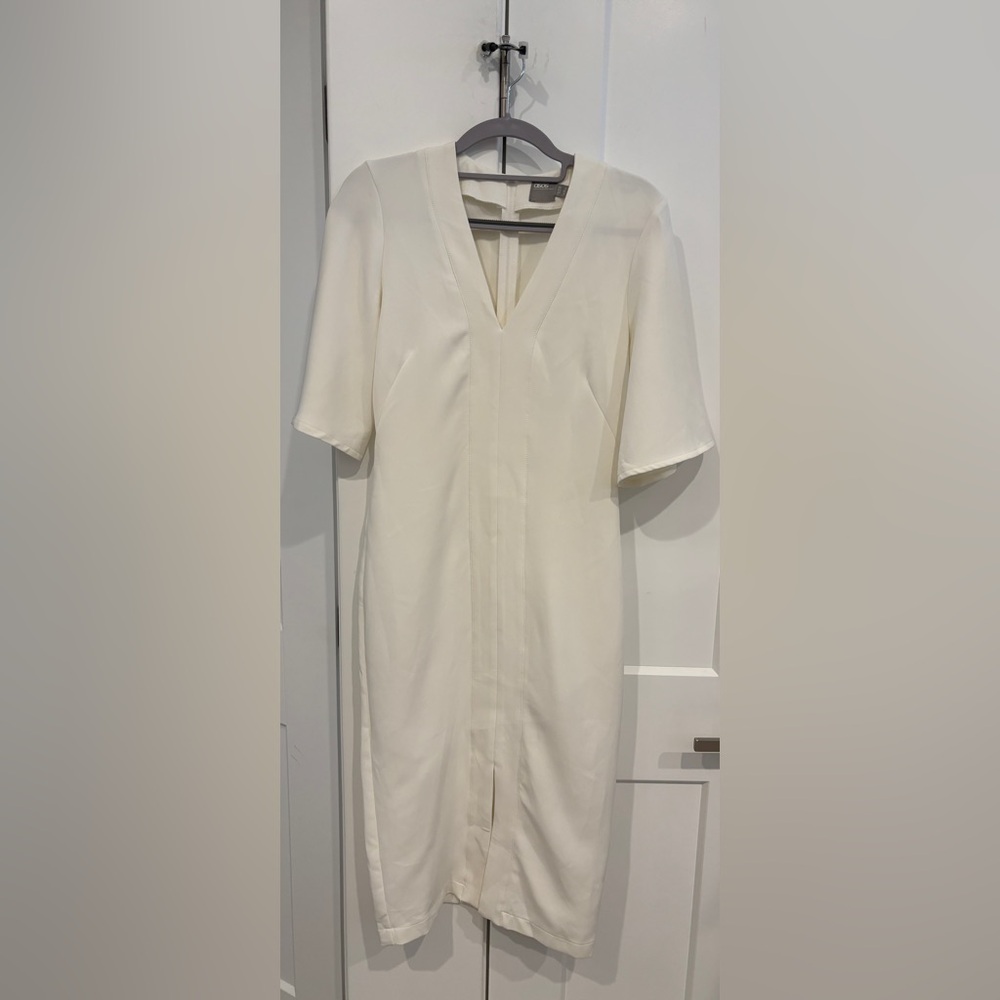 ASOS White V-Neck Midi Dress. Size 4